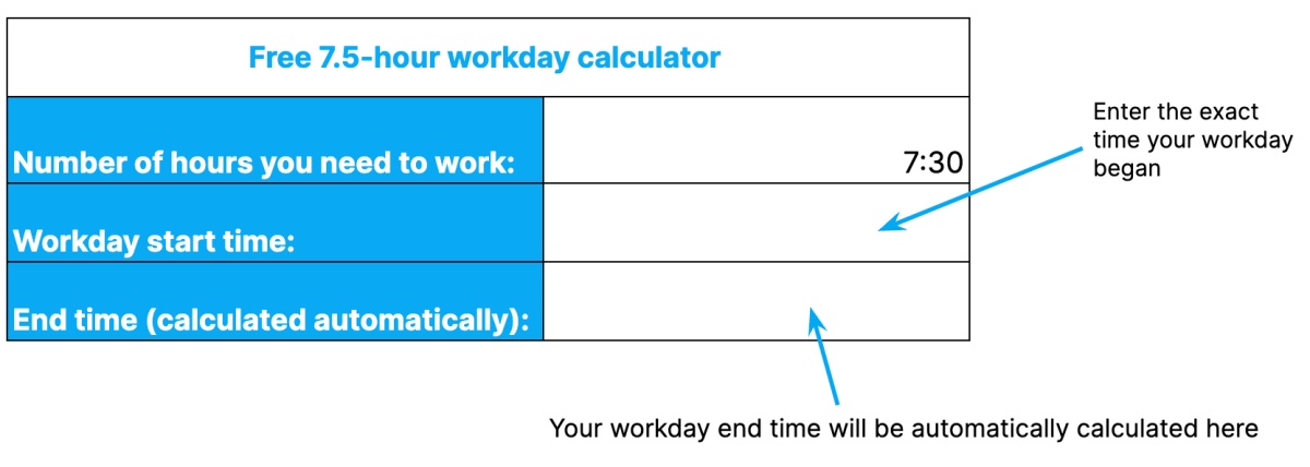 7.5-hour calculator instructions