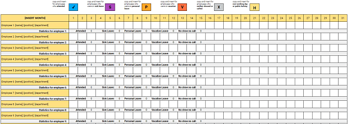 monthly attendance