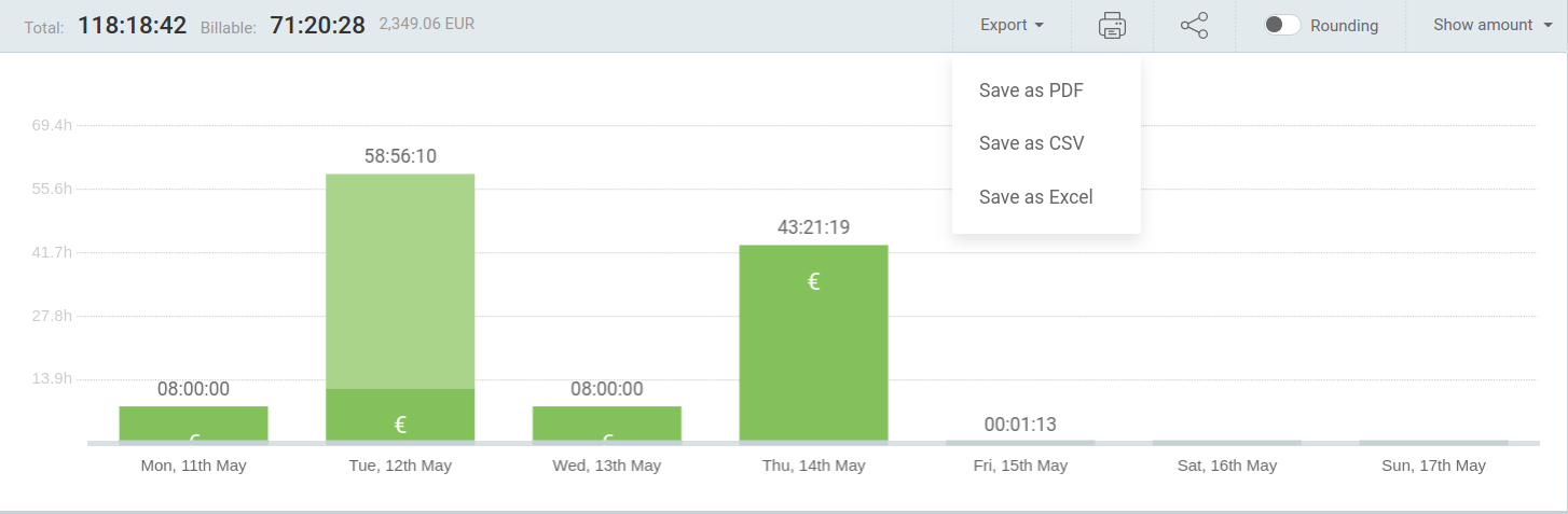 Export reports in Clockify