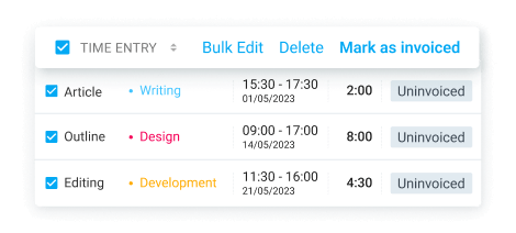 Manually marking items as invoiced