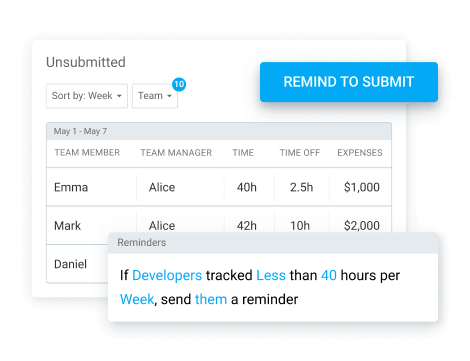 Timesheet reminders