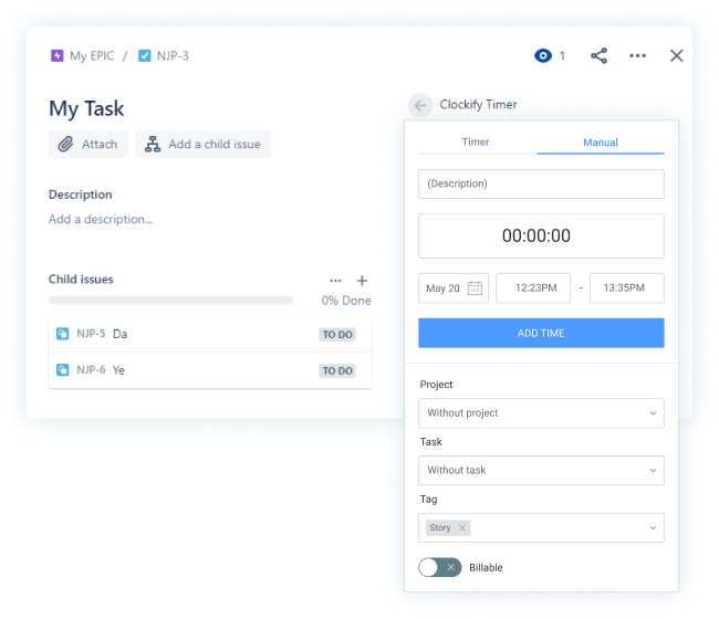 Manual time tracking