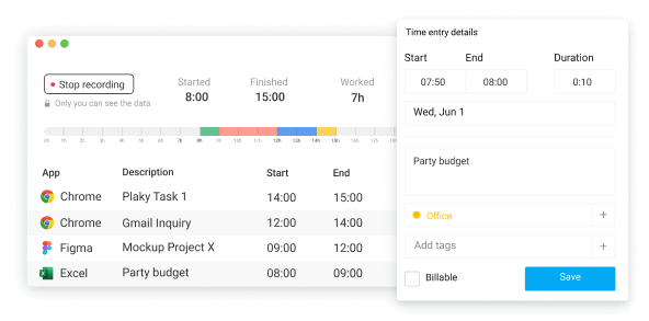 Converting recorded activities to time entries in Clockify