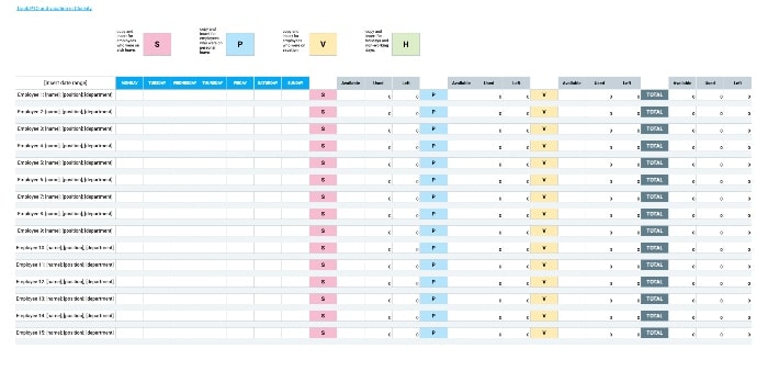 Weekly Traditional PTO tracking template