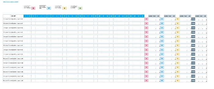 Yearly Traditional PTO tracking template