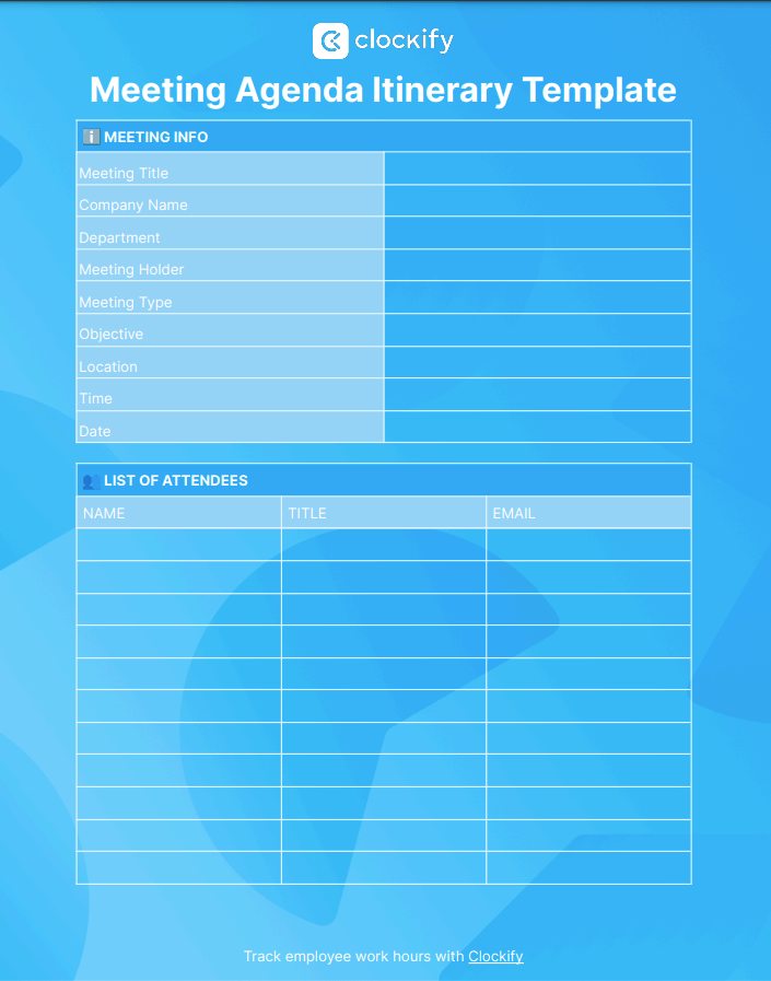 Meeting agenda template screenshot