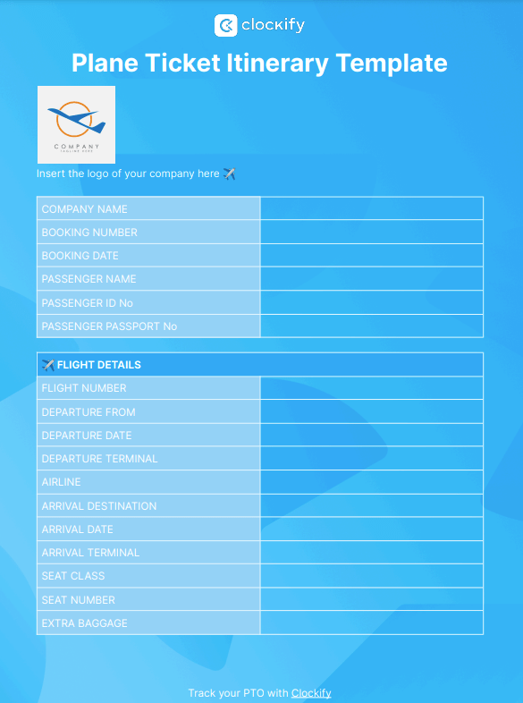 Plane ticket template screenshot