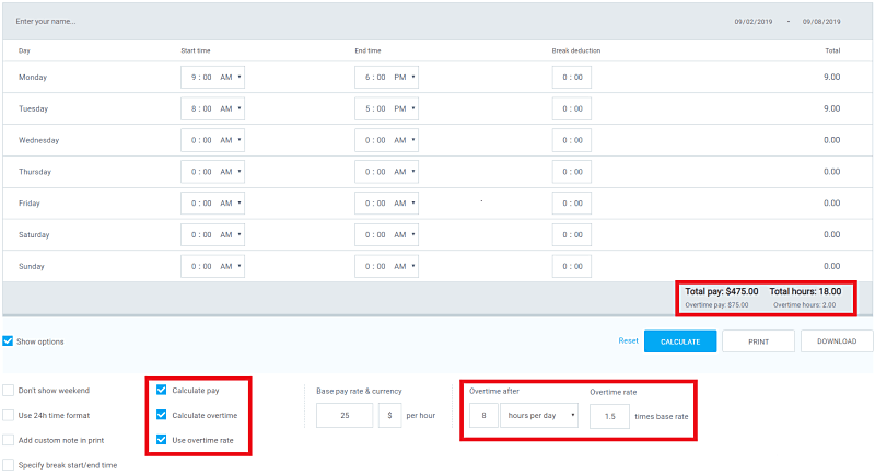 time card calculator